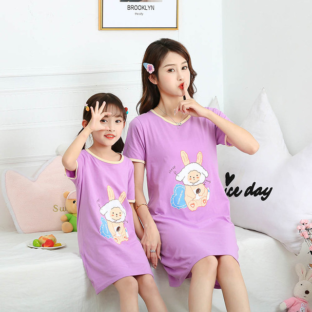 Koszula nocna bawełniana dla dziewczynki i mamy - pasujące stroje rodzinne - ubrania domowe dla dziewczynek - piżamy dziecięce - Wianko - 7