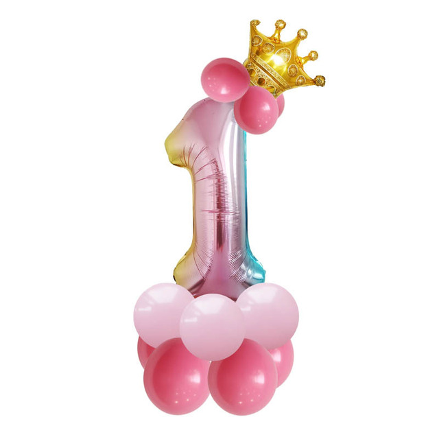 17 sztuk balonów w kolorze niebieskim i różowym z cyframi, dekoracja urodzinowa dla dzieci - chłopców i dziewczynek - Wianko - 2