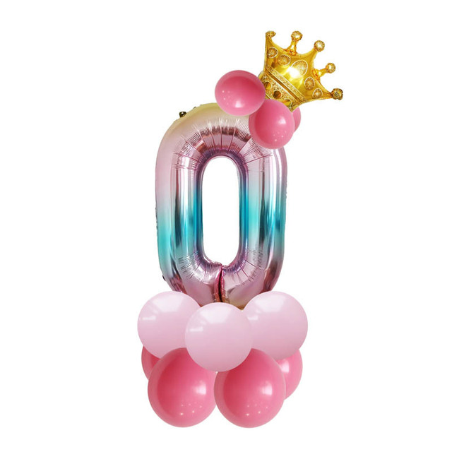 17 sztuk balonów w kolorze niebieskim i różowym z cyframi, dekoracja urodzinowa dla dzieci - chłopców i dziewczynek - Wianko - 4
