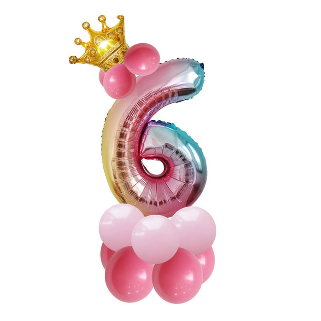 17 sztuk balonów w kolorze niebieskim i różowym z cyframi, dekoracja urodzinowa dla dzieci - chłopców i dziewczynek - Wianko - 3