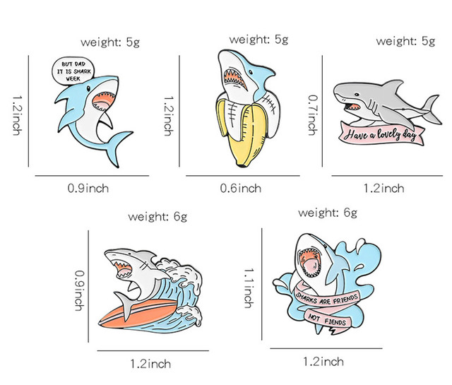 Broszka Shark Wave - emaliowana, kreskówkowa biżuteria dla kobiet z wbudowanym plecakiem na ubrania Lapel - prezent dla przyjaciół - Wianko - 2