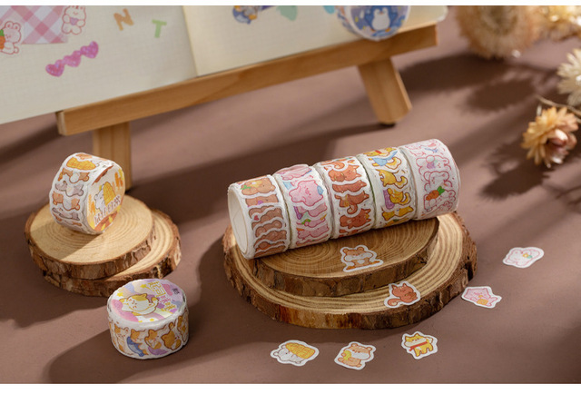 Washi taśmy maskujące MOHAMM 100 sztuk/1 rolka z kawaii cartoon zwierzętami - materiał dekoracyjny do scrapbookingu i DIY rzemiosła - Wianko - 18