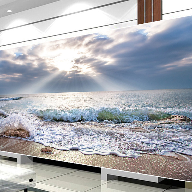 Naturalne płótno z nadrukowanym morskim krajobrazem - dekoracyjne, nowoczesne obrazy ściennego malarstwa do salonu i galerii - Wianko - 2