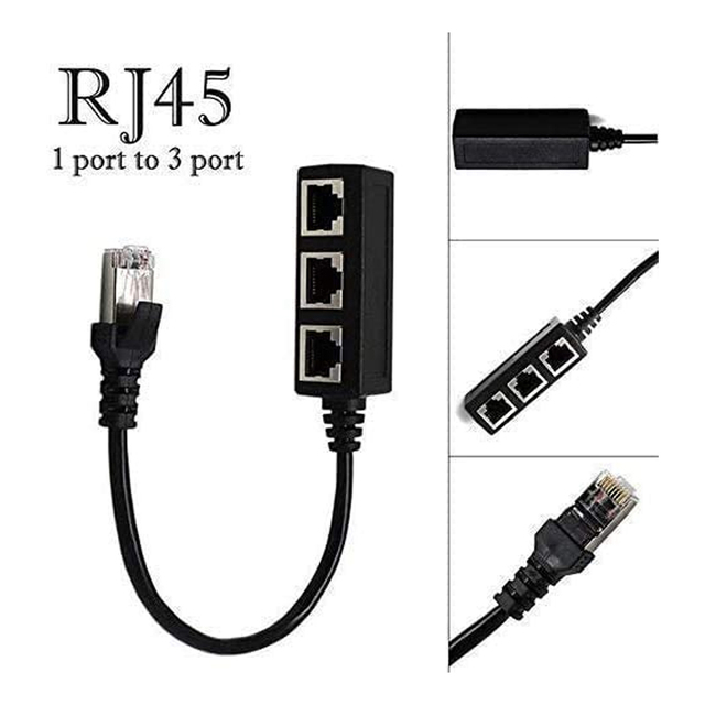 RJ45 Splitter LAN Ethernet - konwerter 3 w 1 złącza Extender, męski na 3 żeńskie, 1m - Wianko - 9