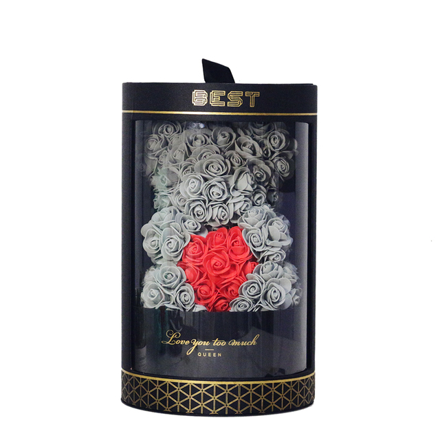 Róża ślubna miś w Senna Love Box - ręcznie wykonana sztuczna róża niedźwiedź dla dziewczyny - prezent na walentynki i Boże Narodzenie - Wianko - 25