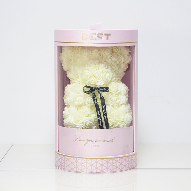 Róża ślubna miś w Senna Love Box - ręcznie wykonana sztuczna róża niedźwiedź dla dziewczyny - prezent na walentynki i Boże Narodzenie - Wianko - 18