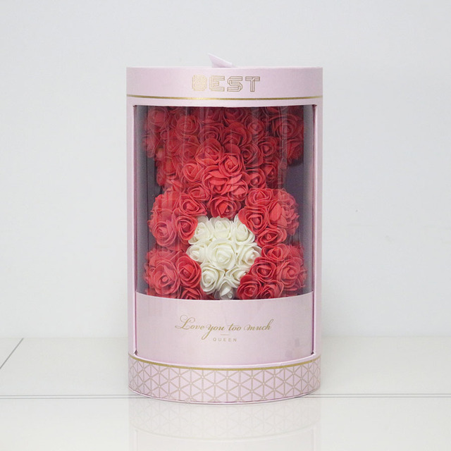 Róża ślubna miś w Senna Love Box - ręcznie wykonana sztuczna róża niedźwiedź dla dziewczyny - prezent na walentynki i Boże Narodzenie - Wianko - 15