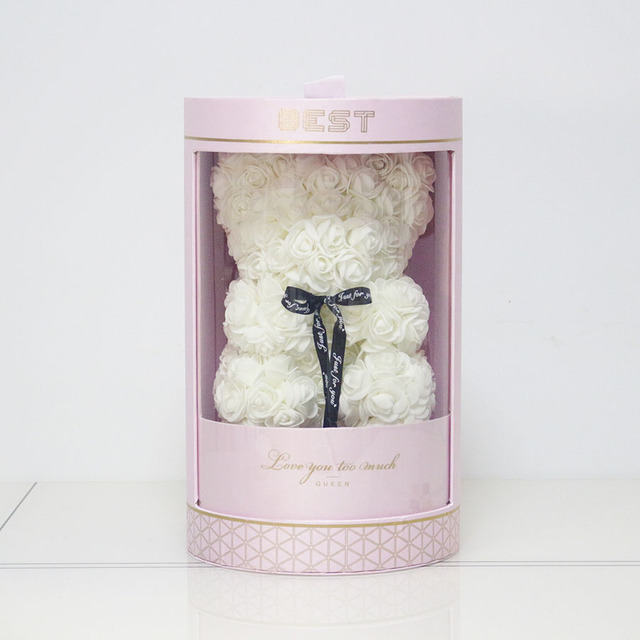 Róża ślubna miś w Senna Love Box - ręcznie wykonana sztuczna róża niedźwiedź dla dziewczyny - prezent na walentynki i Boże Narodzenie - Wianko - 16