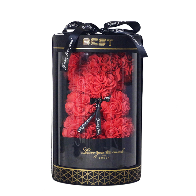 Róża ślubna miś w Senna Love Box - ręcznie wykonana sztuczna róża niedźwiedź dla dziewczyny - prezent na walentynki i Boże Narodzenie - Wianko - 21