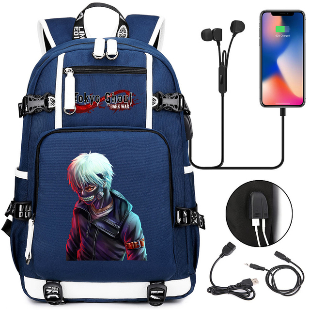 Tokyo Ghoul plecak studencki USB do ładowania słuchawek - Wianko - 5