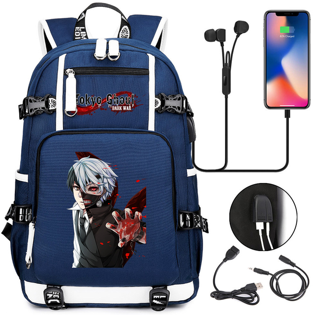 Tokyo Ghoul plecak studencki USB do ładowania słuchawek - Wianko - 4