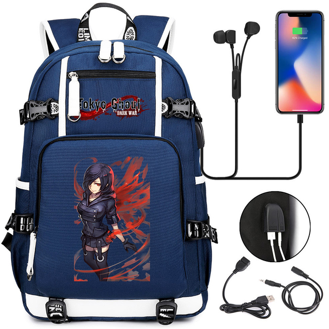 Tokyo Ghoul plecak studencki USB do ładowania słuchawek - Wianko - 6