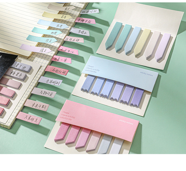 Bloczek notesowy samoprzylepny 120 arkuszy LATS - kolorowy, z zakładką i markerem do notowania - materiały biurowe - Wianko - 15