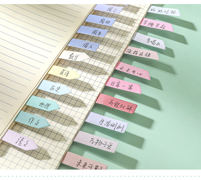 Bloczek notesowy samoprzylepny 120 arkuszy LATS - kolorowy, z zakładką i markerem do notowania - materiały biurowe - Wianko - 10