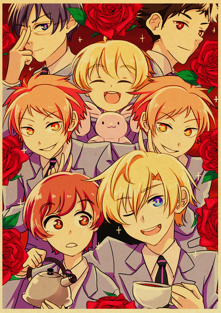 Plakat Retro Anime Ouran Liceum Host Club - Obraz Dekoracyjny na Płótnie do Pokoju Dziecięcego - Wianko - 6
