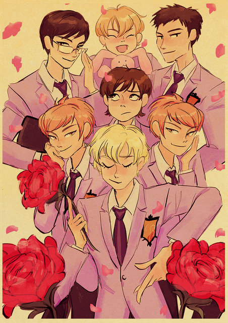 Plakat Retro Anime Ouran Liceum Host Club - Obraz Dekoracyjny na Płótnie do Pokoju Dziecięcego - Wianko - 5