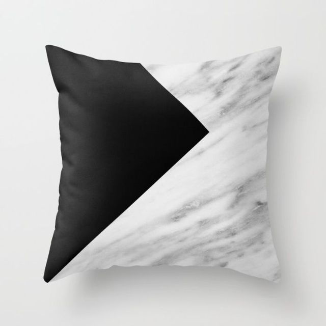 Poduszka do drzemki w biurze INS styl skandynawski, czarno-białe geometryczne - Wianko - 2