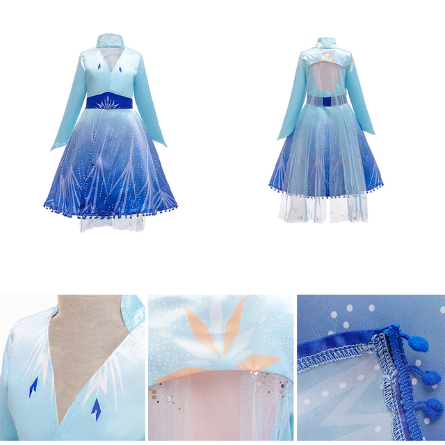 Dziecięcy kostium księżniczki Elsa Królowa Śniegu 2 z długim rękawem - Wianko - 16