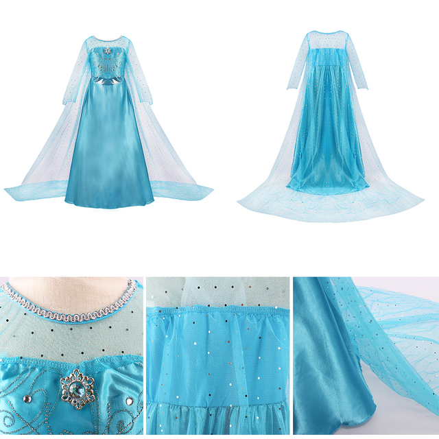 Dziecięcy kostium księżniczki Elsa Królowa Śniegu 2 z długim rękawem - Wianko - 6