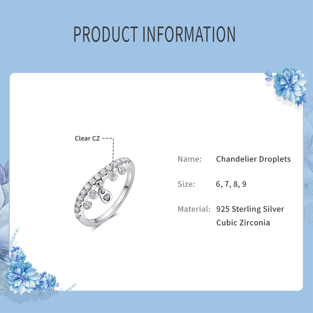 925 srebrny pierścień żyrandol kropelki - biżuteria ślubna dla kobiet w stylu Vintage - Wianko - 2