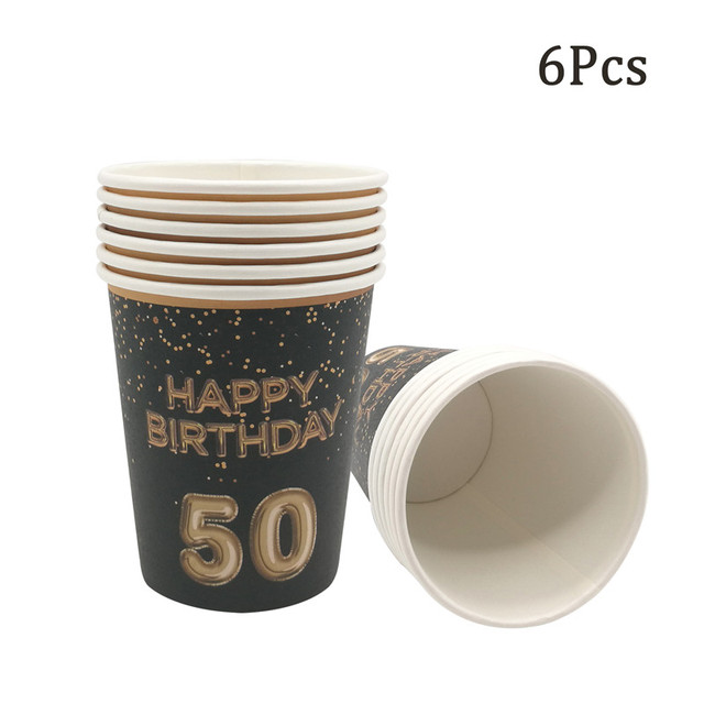 Jednorazowe zastawy stołowe na urodziny dla dorosłych 30, 40, 50, 60 - talerze i kubki papierowe - Wianko - 13