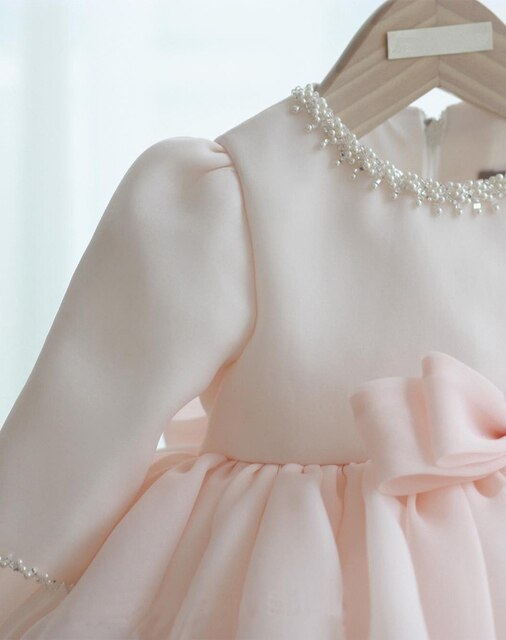 Fantazyjna letnia sukienka dla niemowlęcia [rok produkcji] na 1. urodziny dziewczynki - biel i róż, półrękawek - Wianko - 6