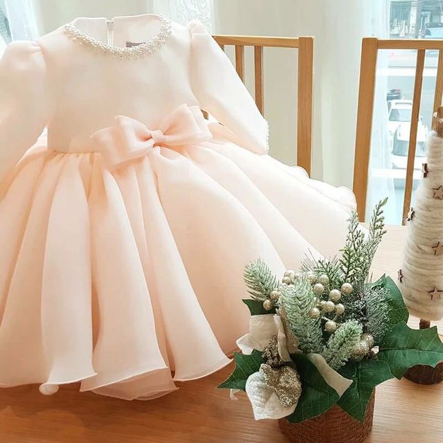 Fantazyjna letnia sukienka dla niemowlęcia [rok produkcji] na 1. urodziny dziewczynki - biel i róż, półrękawek - Wianko - 3