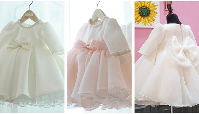 Fantazyjna letnia sukienka dla niemowlęcia [rok produkcji] na 1. urodziny dziewczynki - biel i róż, półrękawek - Wianko - 10
