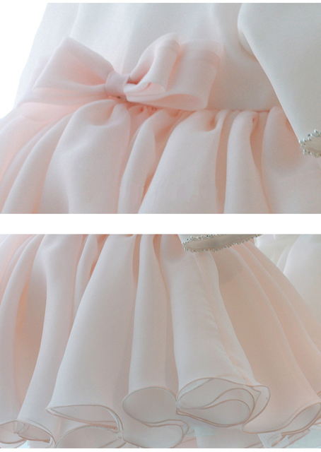 Fantazyjna letnia sukienka dla niemowlęcia [rok produkcji] na 1. urodziny dziewczynki - biel i róż, półrękawek - Wianko - 7