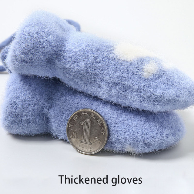 Ciepłe grube pluszowe rękawiczki dziane zimowe dziewczyny - trójwymiarowy wzór królika i kot pazur - Wianko - 10