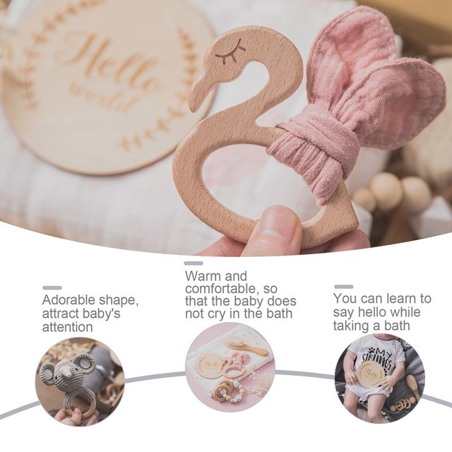 Ręcznik dwustronny dla niemowląt zestaw do kąpieli noworodka w kształcie koca z drewnianą grzechotką, bransoletką kamieni milowych i szydełkowymi zabawkami - prezent urodzinowy - Wianko - 10