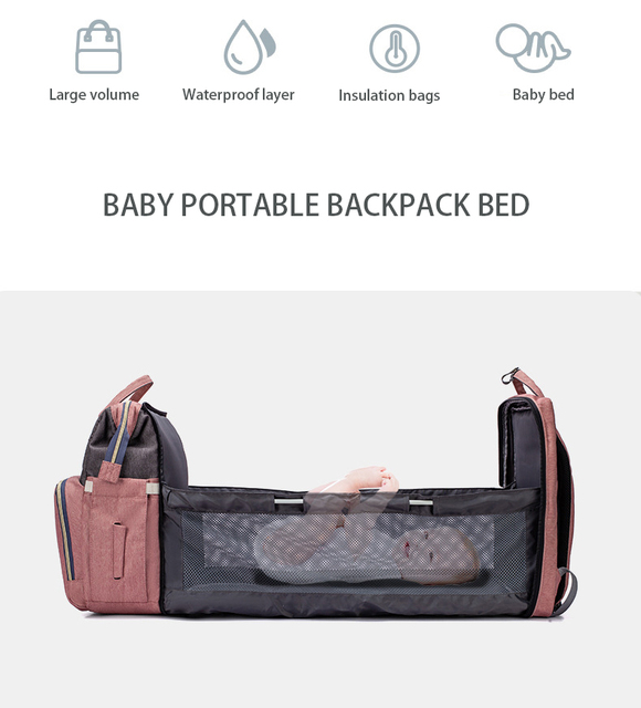 Torba na pieluchy dla niemowląt z funkcją spania i podróżną, idealna dla mam, nylonowa torba na ramię - Wianko - 8