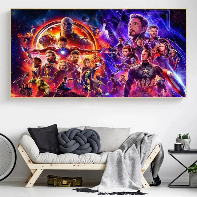 Obraz na płótnie Marvel Superbohater Kapitan Ameryka, Thanos, Czarna Pantera, Avengers - plakat Wall Art Picture do dekoracji sypialni - Wianko - 6