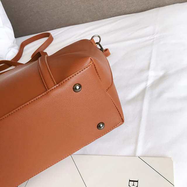 Jesienna torba na ramię o dużej pojemności, jednolity kolor - luksusowa, damska torba na ramię z PU - Wianko - 14