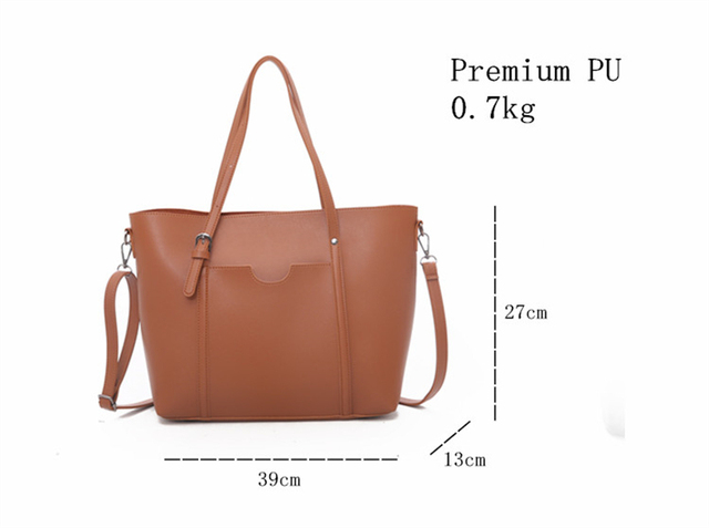 Jesienna torba na ramię o dużej pojemności, jednolity kolor - luksusowa, damska torba na ramię z PU - Wianko - 1