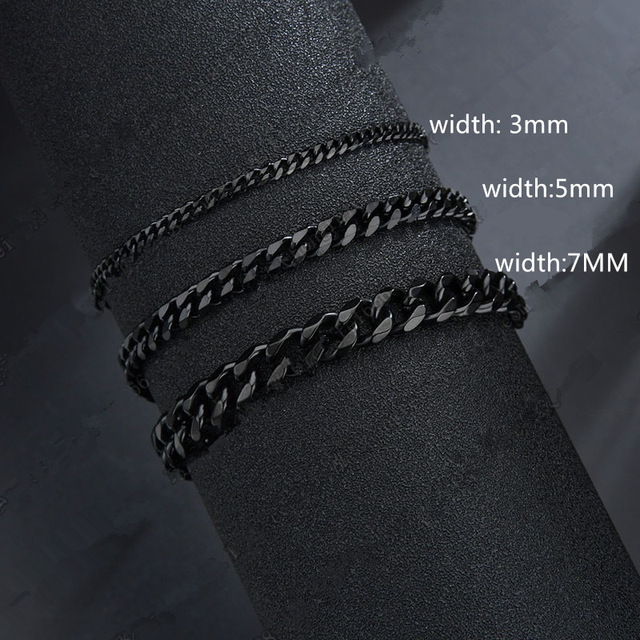 Moda dla par – męska bransoletka prosty łańcuch kubański z wytrzymałej stali nierdzewnej (3/5/7mm) - Wianko - 4