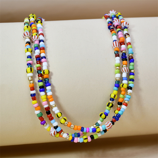 Długi naszyjnik boho z koralików w kolorze ryżu, kreatywny i stylowy - biżuteria dla kobiety - Wianko - 5