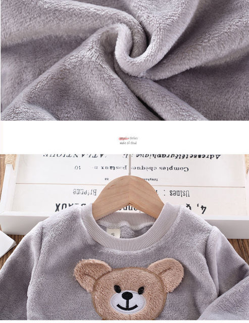 Zestaw flanelowych ubranek dla noworodka w motywy jesienno-zimowe, dla chłopca i dziewczynek, dziecięce ubrania pluszowe dla domu - Wianko - 4