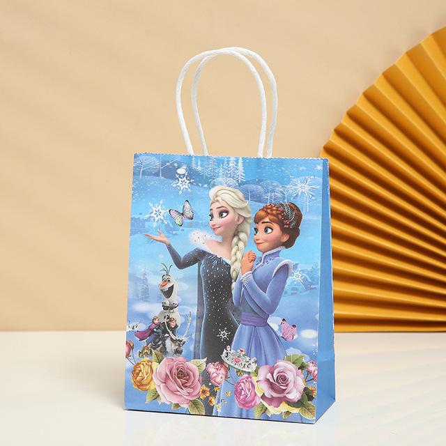 Papierowa torba na prezent Frozen Theme 21x15x8cm z uchwytami - torba cukierków na Baby Shower/urodziny dla dziewczynek i dzieci - Wianko - 2