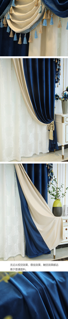 Przepiękne aksamitne zasłony do salonu i sypialni - luksusowe i flanelowe, w stylu amerykańskim z tiulowymi falbanami - Wianko - 1