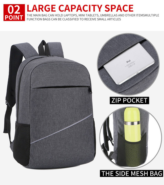 Plecak na laptopa 13, 14, 15.6 Cal z USB i wodoodpornym materiałem, idealny dla mężczyzn i kobiet w podróży i biznesie - Wianko - 5