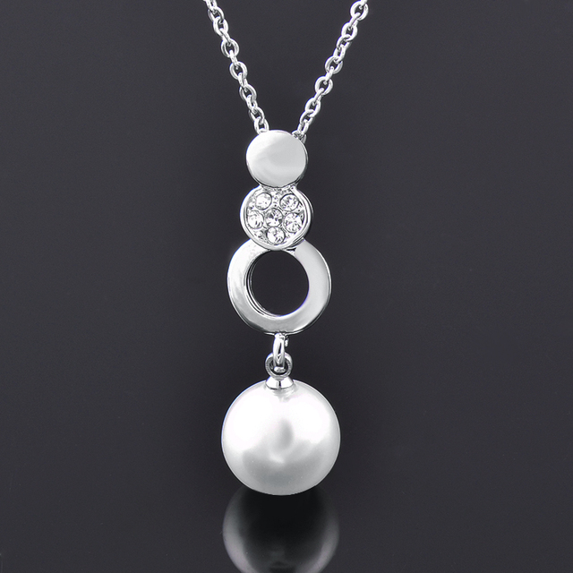 Srebrny naszyjnik z wisiorkiem w stylu vintage z imitacją białej perły dla kobiet - Wianko - 7