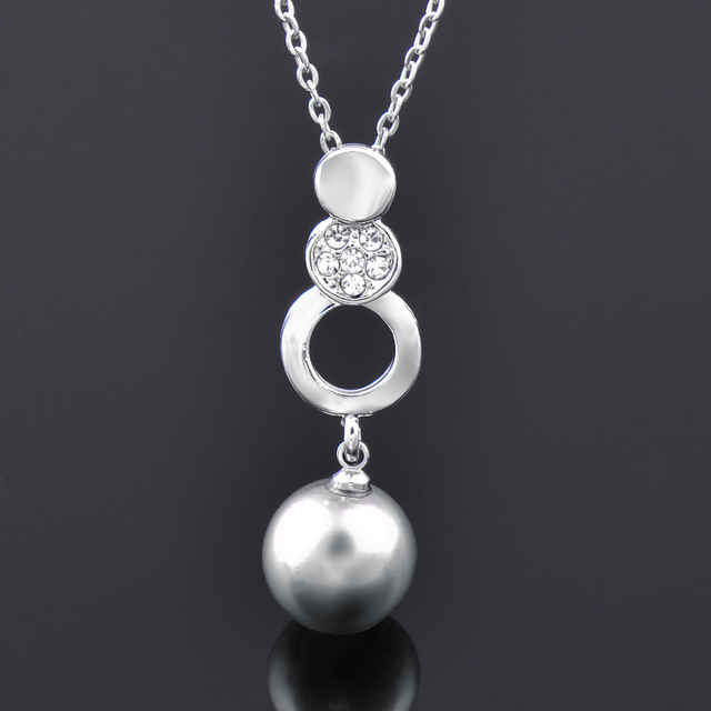 Srebrny naszyjnik z wisiorkiem w stylu vintage z imitacją białej perły dla kobiet - Wianko - 6