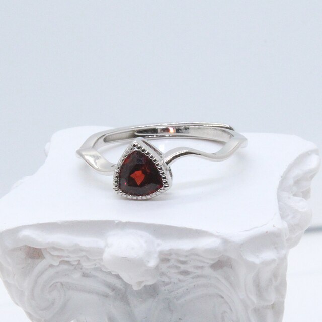 Srebrny pierścień z granatem 925, kamieniami szlachetnymi VVS, dla kobiety - Wianko - 9