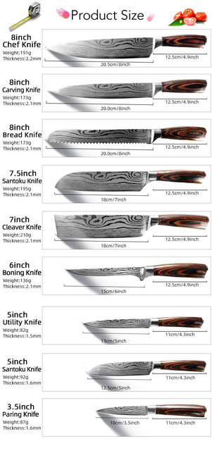 Nóż kuchenny szefa kuchni 7CR17 440C wysokiej węgla ze stali nierdzewnej damaszek rysunek Gyuto Cleaver zestaw nóż Santoku - Wianko - 5