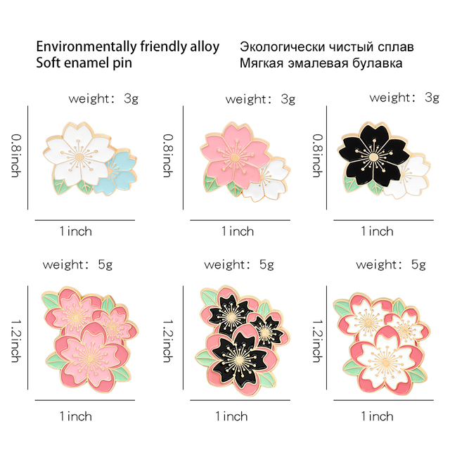 Niestandardowe emaliowane broszki kolekcjonerskie Pin związane z tematyką jeża, ziemi, grzybów, tęczy, sakury i czarnej kotki, w zestawie 4-8 sztuk - Wianko - 4
