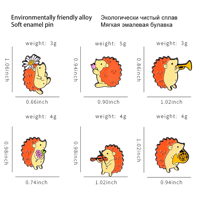 Niestandardowe emaliowane broszki kolekcjonerskie Pin związane z tematyką jeża, ziemi, grzybów, tęczy, sakury i czarnej kotki, w zestawie 4-8 sztuk - Wianko - 12