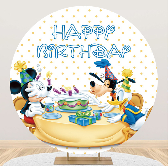 Okrągłe koło Mickey Mouse - tło fotograficzne dla dzieci na urodziny, Baby Shower, imprezę - Wianko - 7