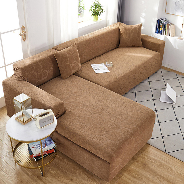 Elastyczny pokrowiec z zielonego żakardowego materiału na jednokolorową sofę do salonu - narożnik inkludowany - Wianko - 15