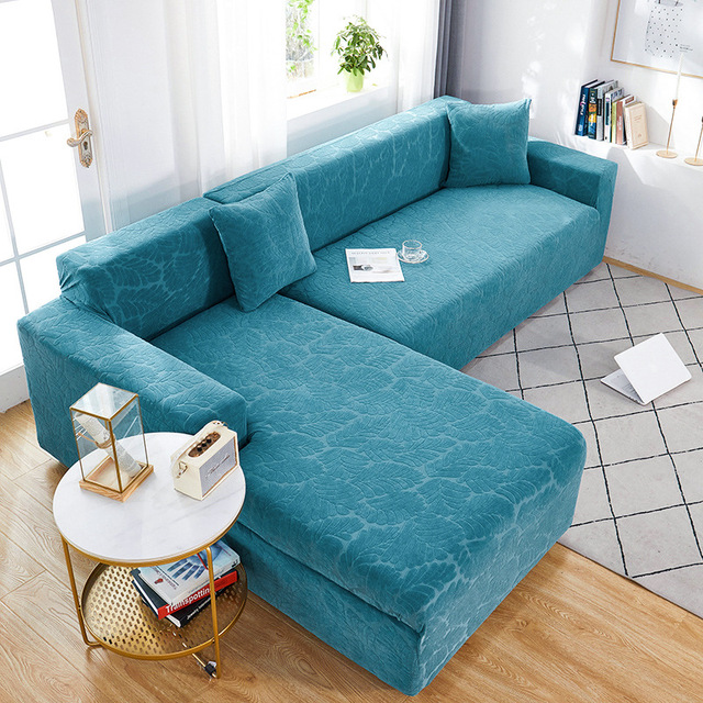 Elastyczny pokrowiec z zielonego żakardowego materiału na jednokolorową sofę do salonu - narożnik inkludowany - Wianko - 10